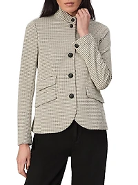 Slade Plaid Stand-Collar Blazer