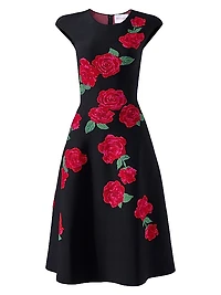 Floral Jacquard Midi-Dress