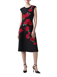 Floral Jacquard Midi-Dress