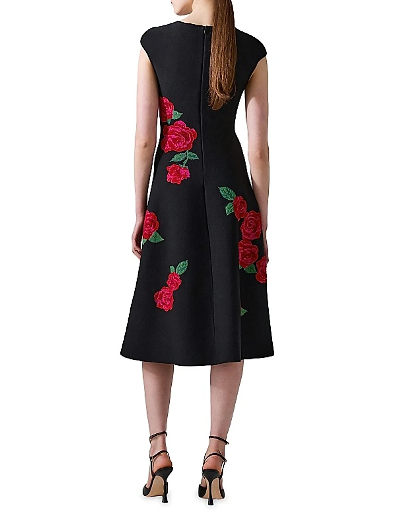 Floral Jacquard Midi-Dress