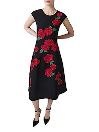 Floral Jacquard Midi-Dress