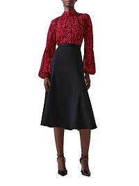 Rose Chiffon Balloon-Sleeve Blouse