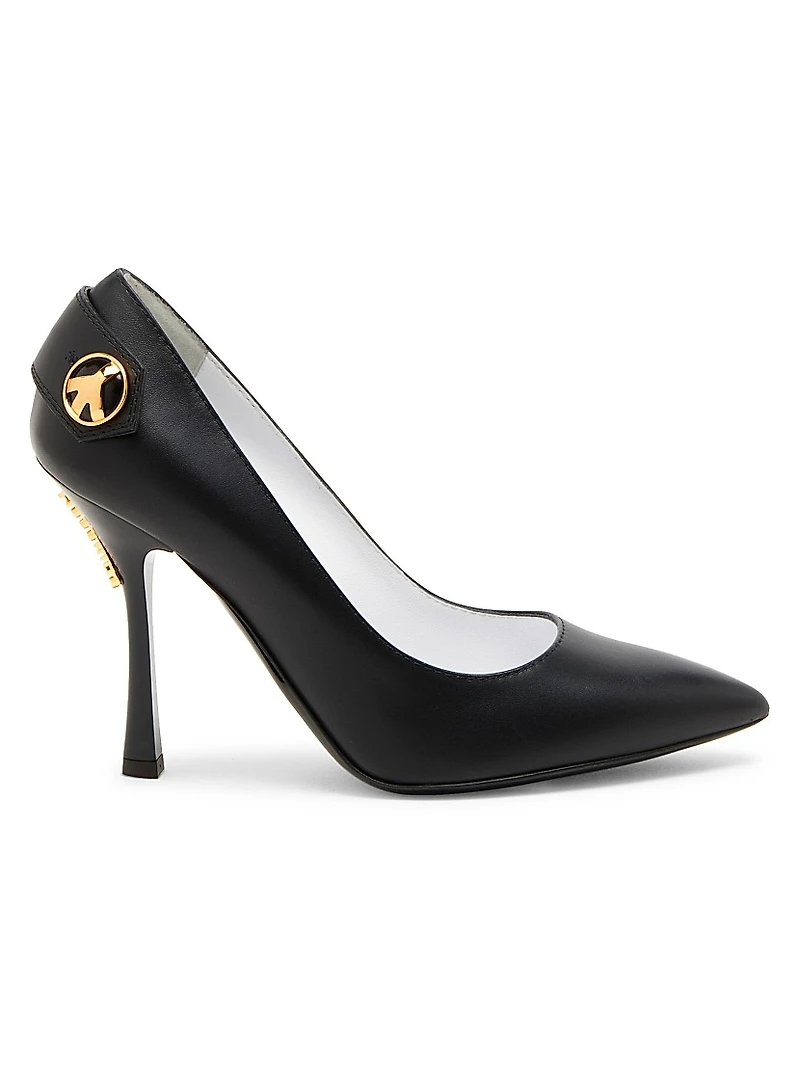 Peace Button 100MM Leather Pumps