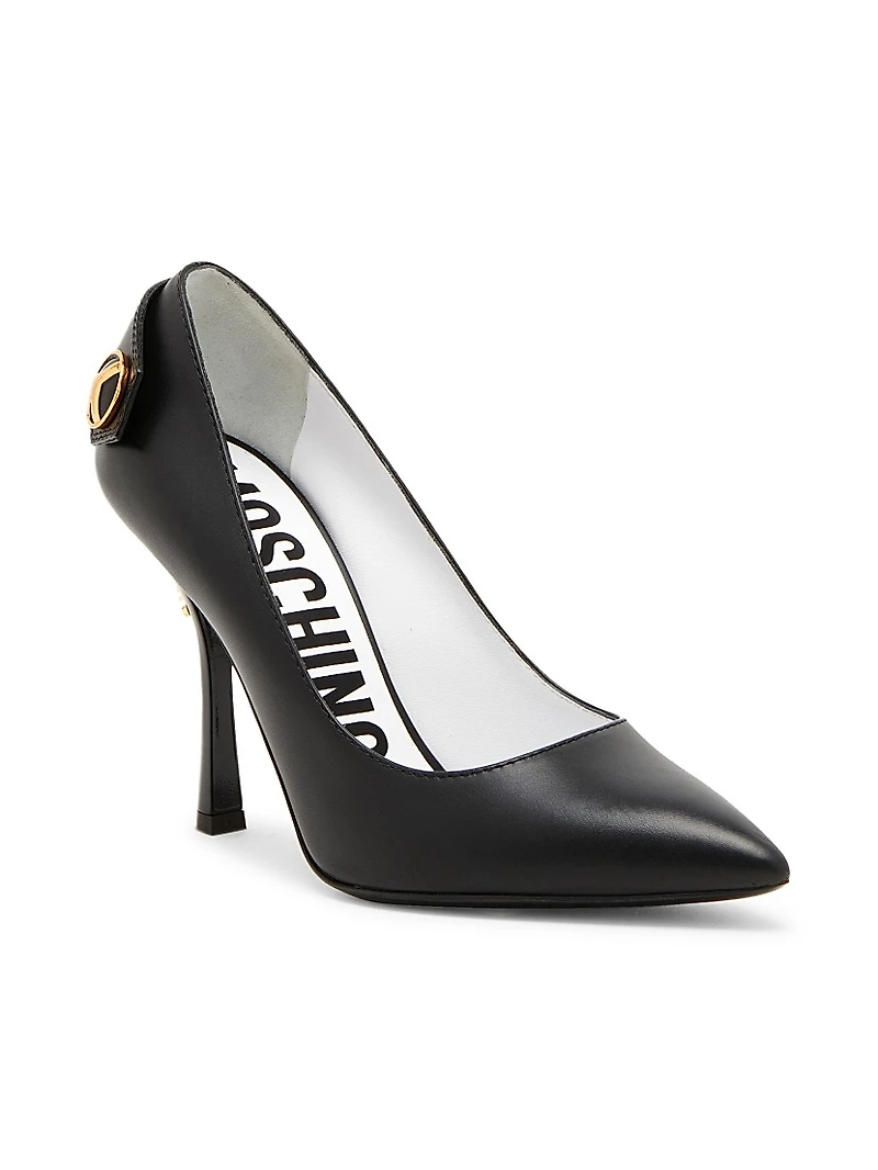 Peace Button 100MM Leather Pumps