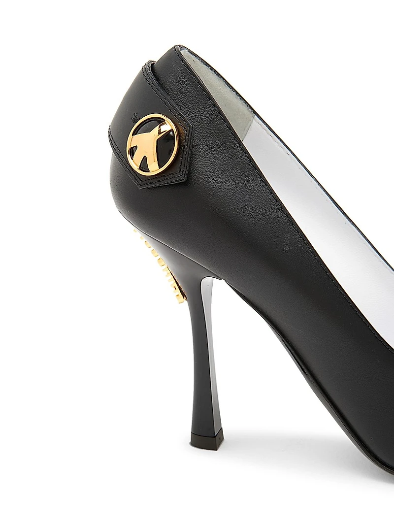 Peace Button 100MM Leather Pumps