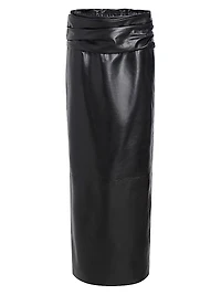 Winler Leather Ruched-Waist Midi-Skirt