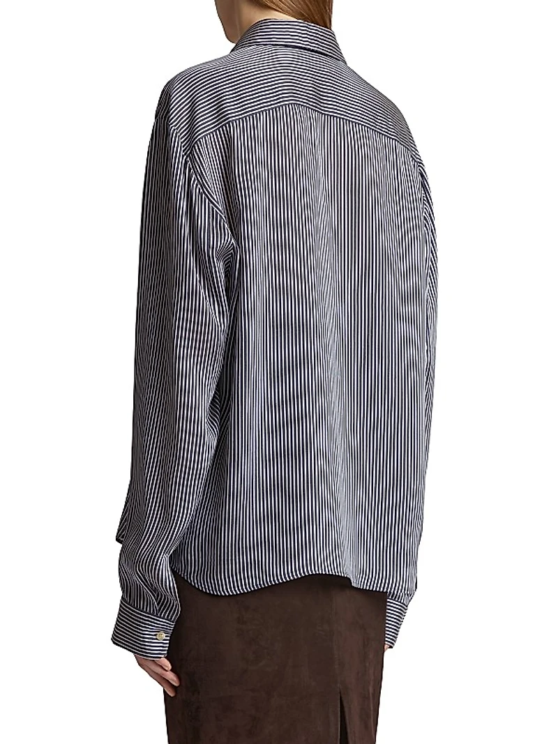 Argo Pinstriped Silk Long-Sleeve Shirt