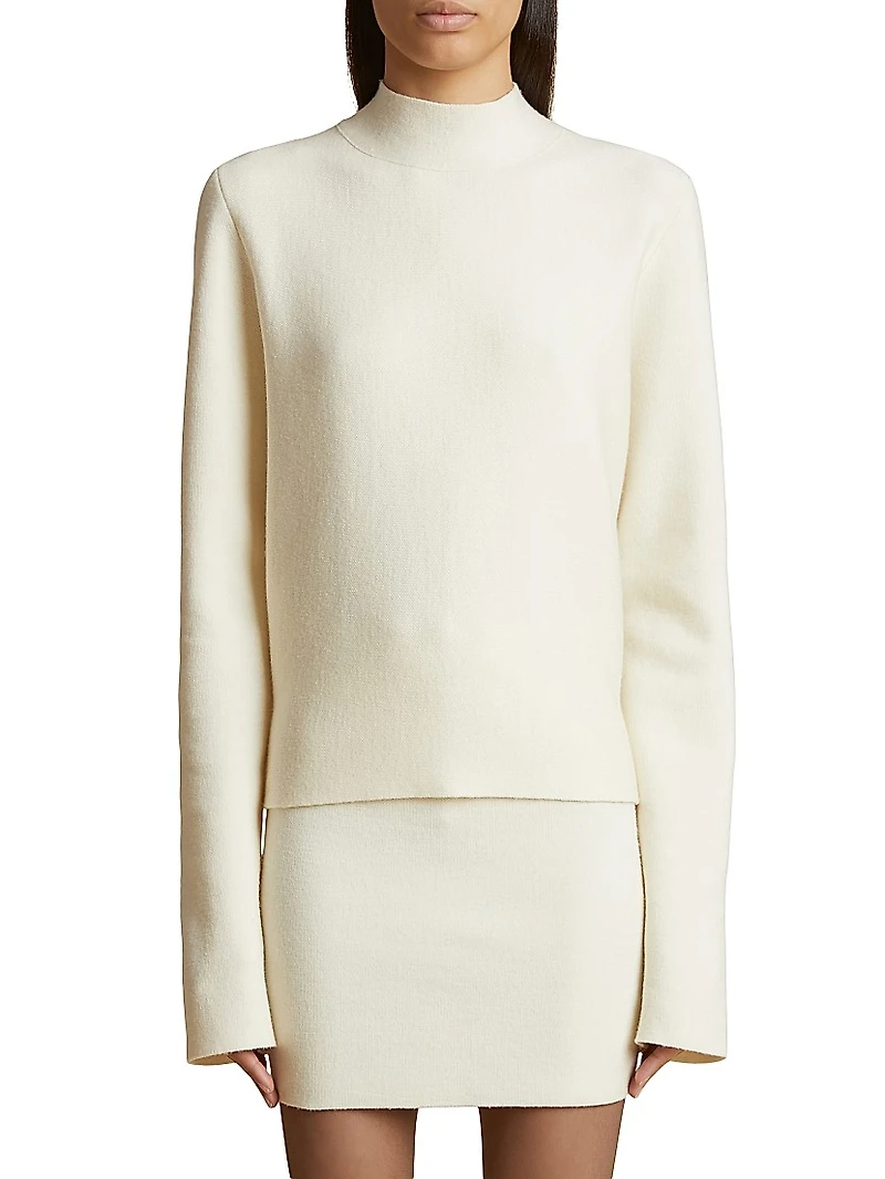 Calliope Wool-Blend Mock-Turtleneck Top