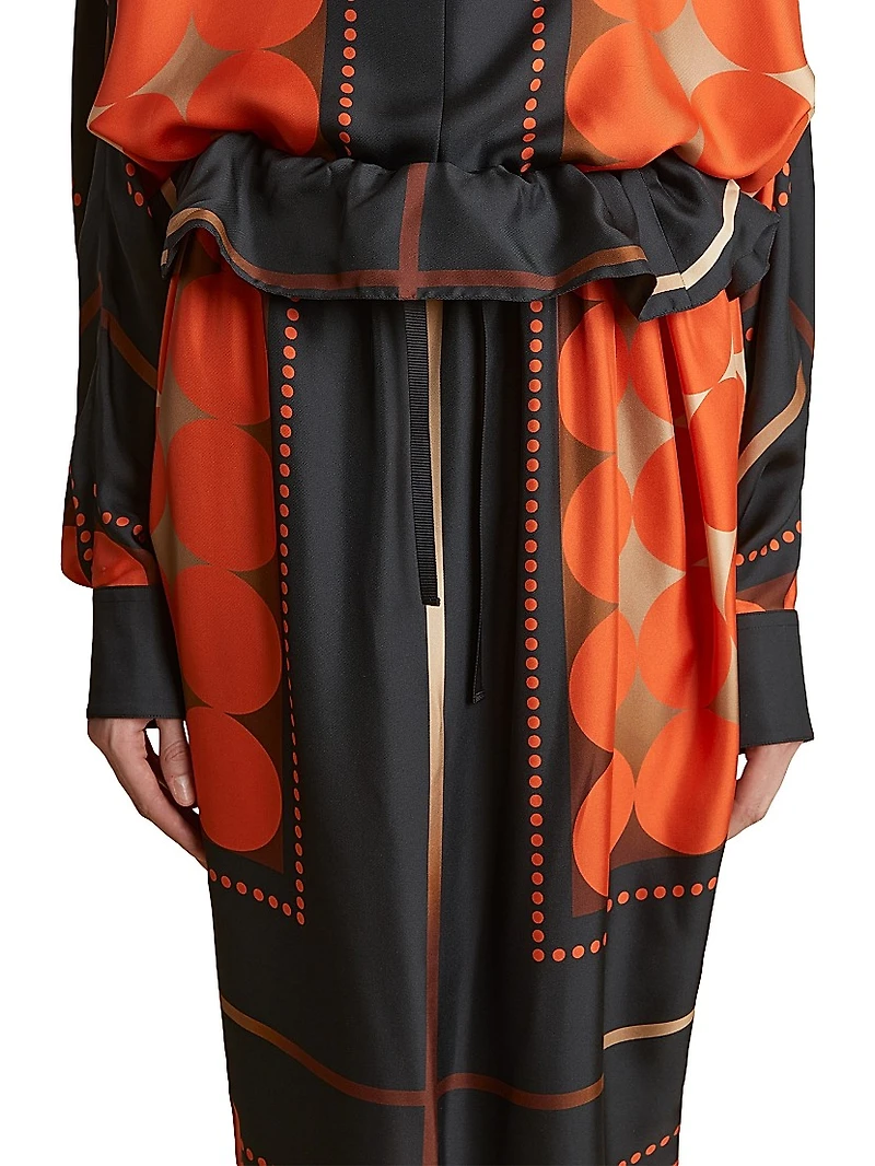 Lilila Circle-Print Silk Maxi Skirt