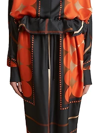 Lilila Circle-Print Silk Maxi Skirt