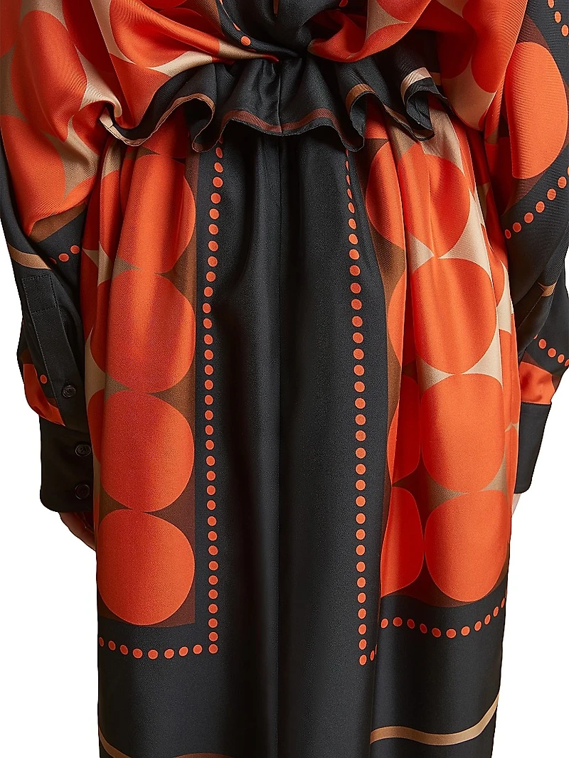 Lilila Circle-Print Silk Maxi Skirt