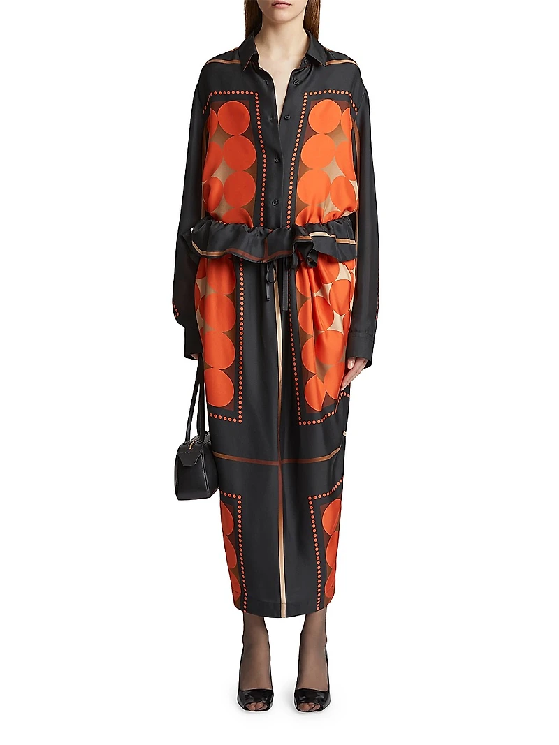 Lilila Circle-Print Silk Maxi Skirt