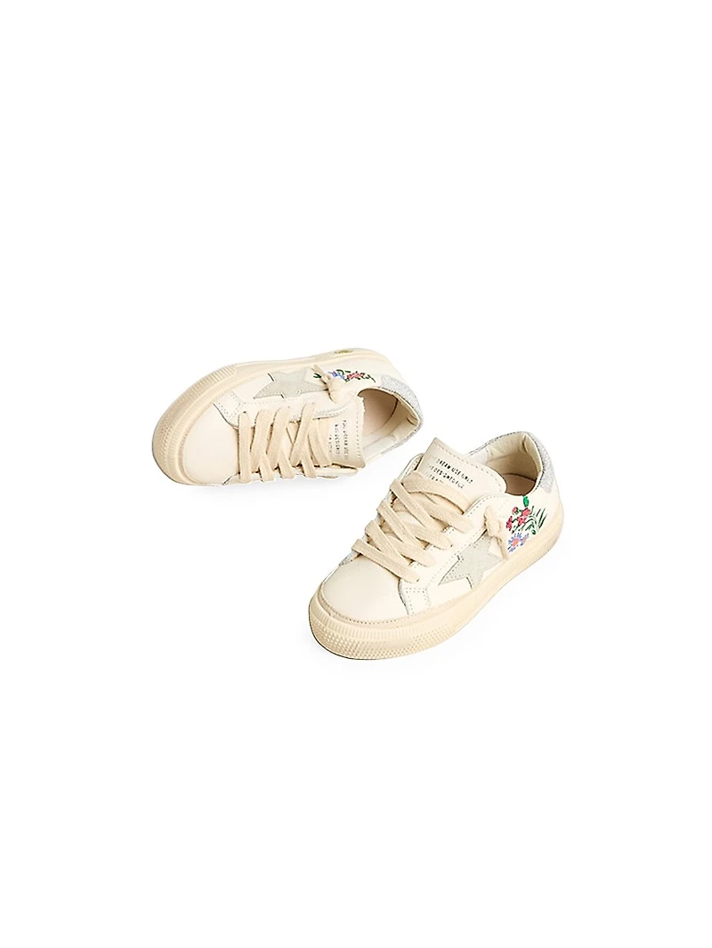 Baby Girl's, Little Girl's & May School Suede Star Glitter Sneakers