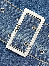 Dauphine Belted Aged Denim Minidress
