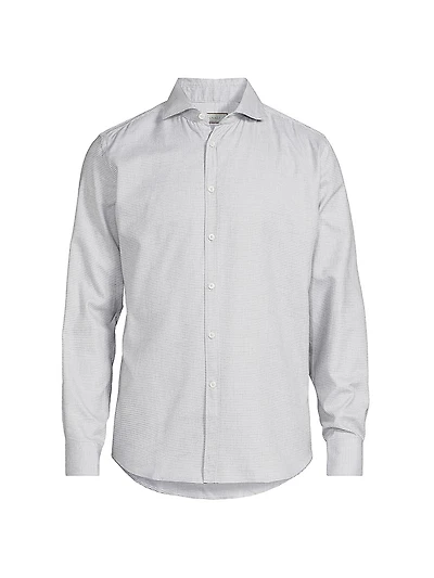 Textured Houndstooth Sport Shirt