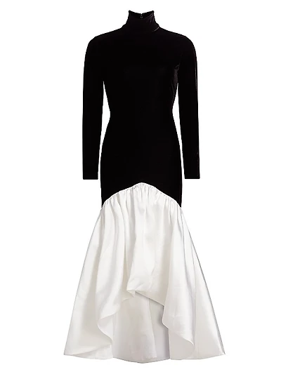 Dylan Mix Media High-Low Mermaid Gown