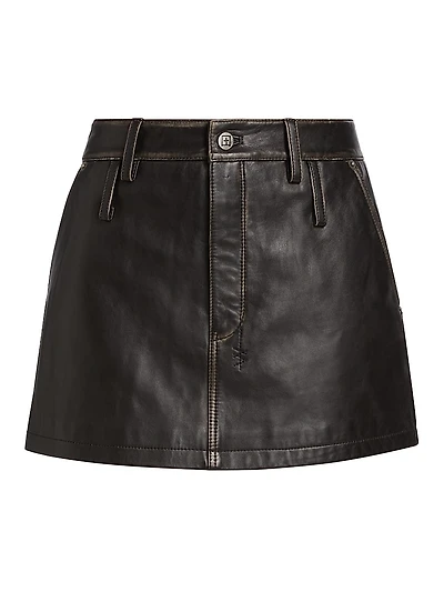 Low Rider Leather Mini Skirt