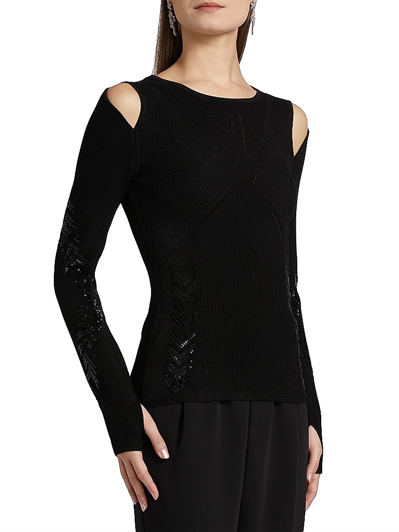 Engineered Cut-Out Sweater