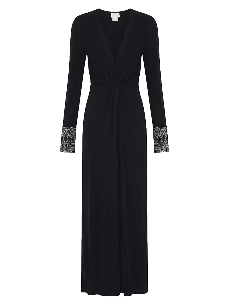 Twist-Front V-Neck Jersey Dress