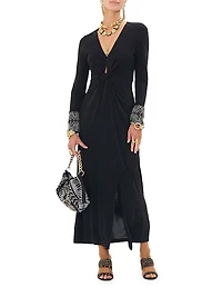 Twist-Front V-Neck Jersey Dress