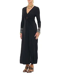 Twist-Front V-Neck Jersey Dress