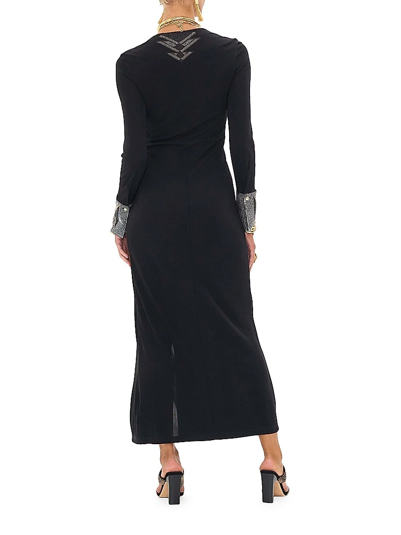 Twist-Front V-Neck Jersey Dress