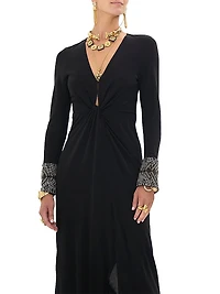 Twist-Front V-Neck Jersey Dress