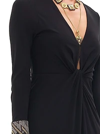 Twist-Front V-Neck Jersey Dress