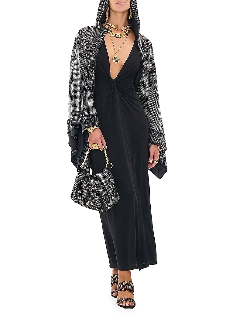 Twist-Front V-Neck Jersey Dress