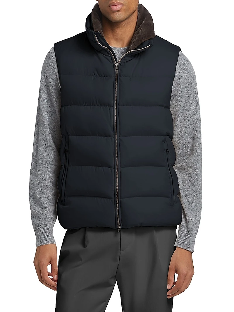 Quilted Down Zip-Up Vest