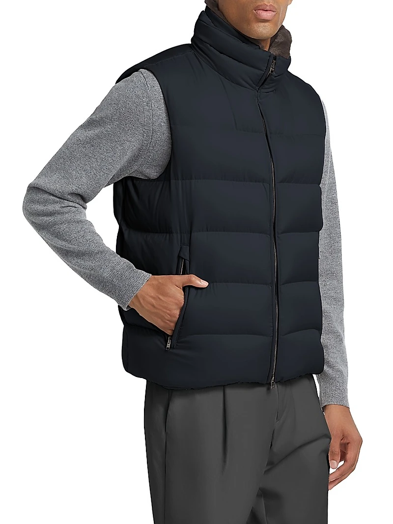 Quilted Down Zip-Up Vest