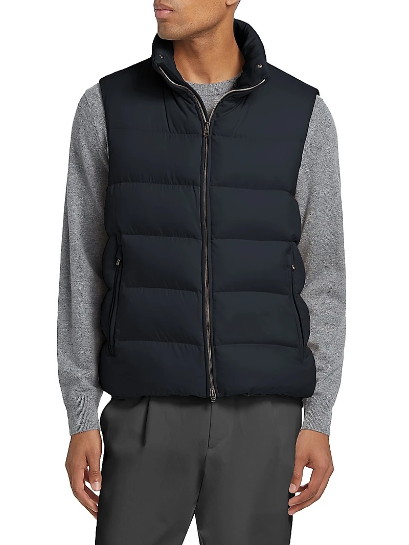 Quilted Down Zip-Up Vest