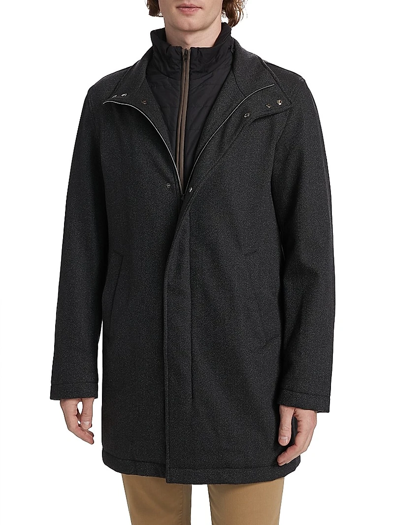 Storm System Herringbone Car Coat
