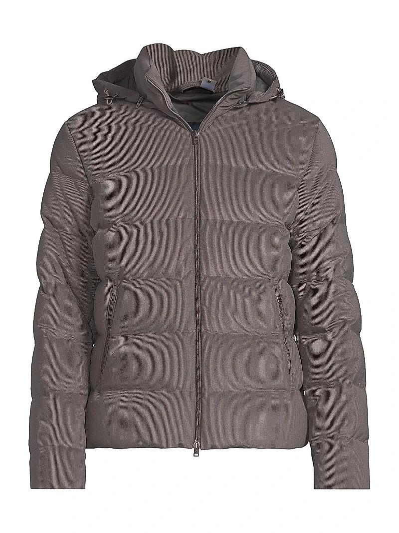 Velvet Cord Hooded Bomber Coat