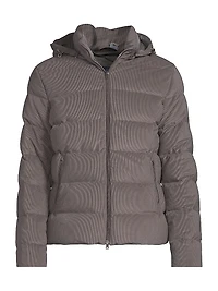 Velvet Cord Hooded Bomber Coat