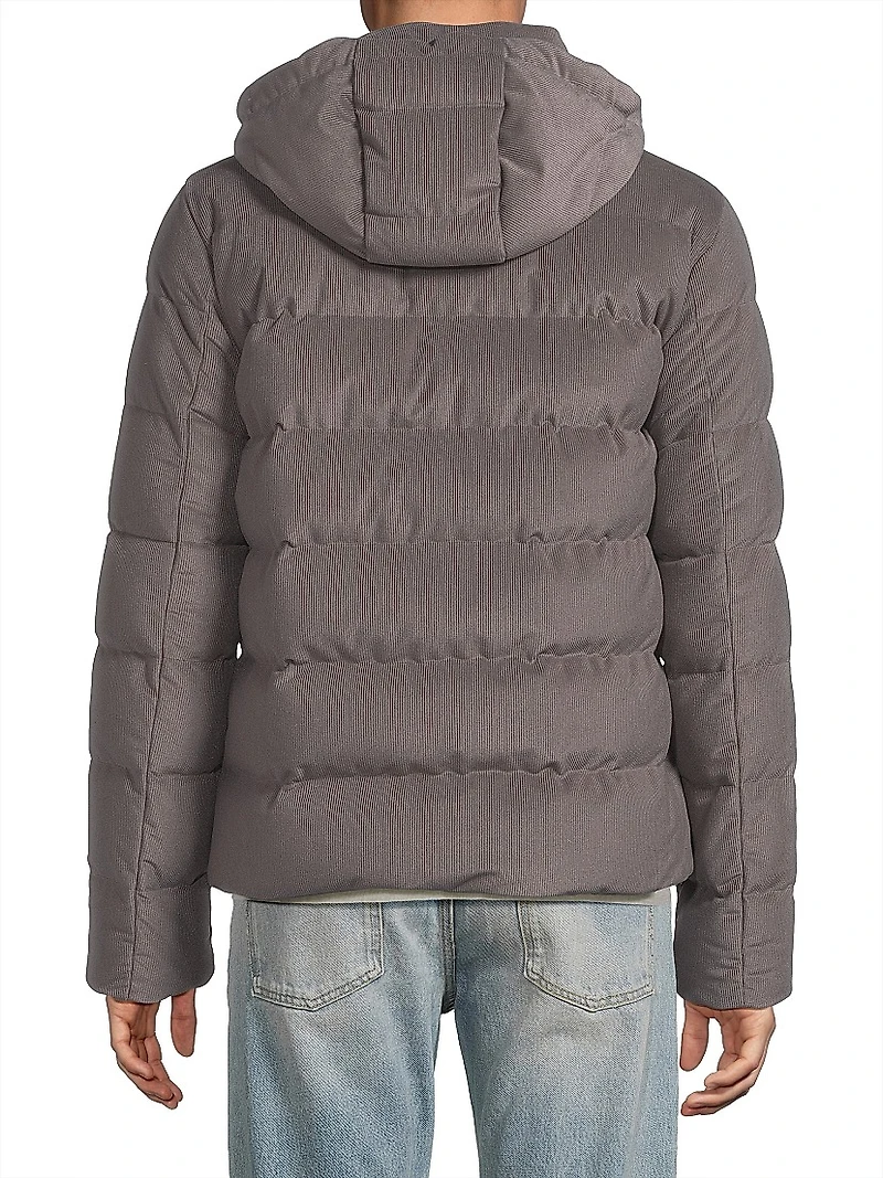 Velvet Cord Hooded Bomber Coat