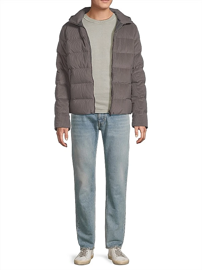 Velvet Cord Hooded Bomber Coat