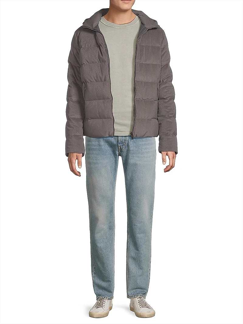 Velvet Cord Hooded Bomber Coat