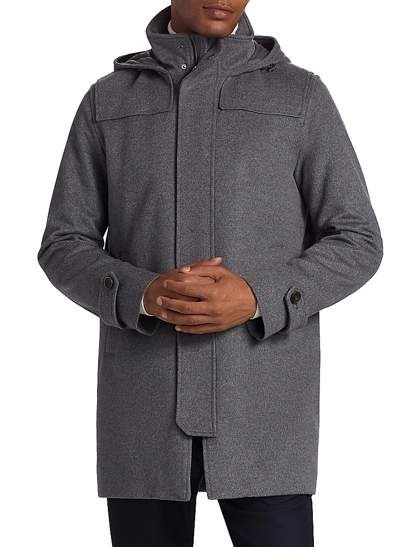 Virgin Wool-Cashmere Hooded Parka