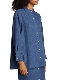 Relaxed Silk Oversized Button-Up Shirt