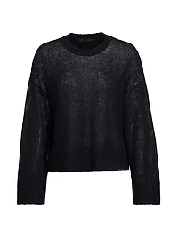 Cropped Linen Knit Crewneck Sweater