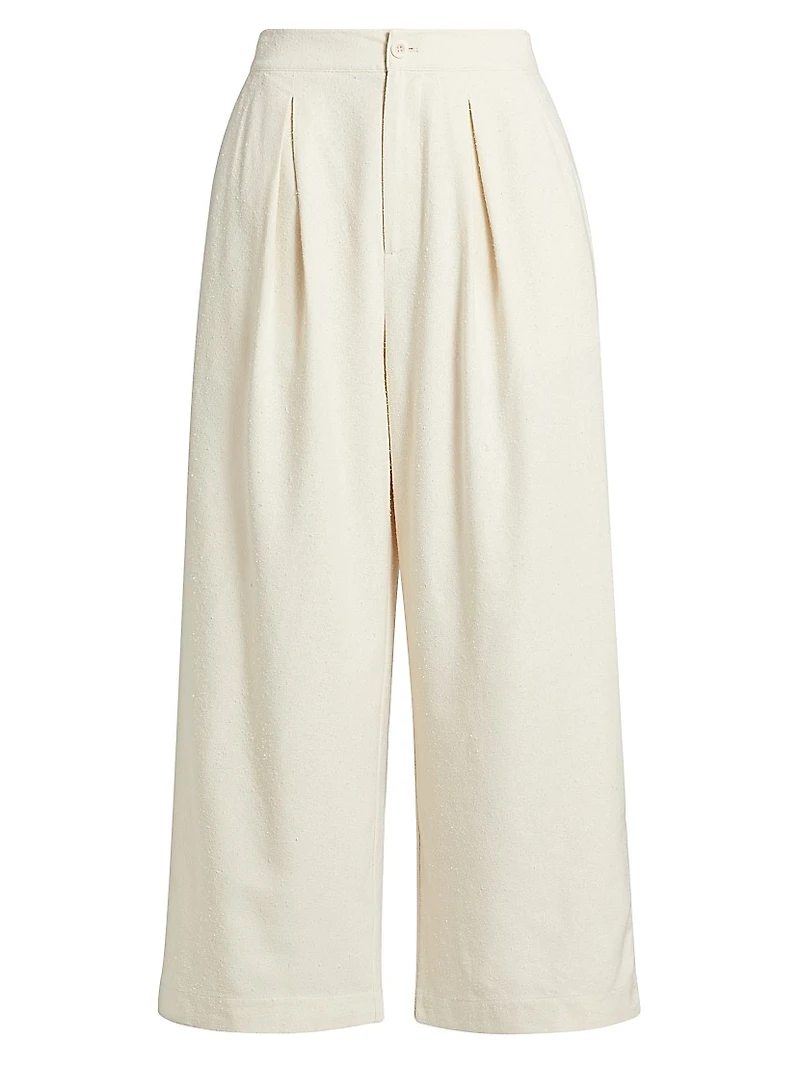 Textured Silk Relaxed-Fit Trousers