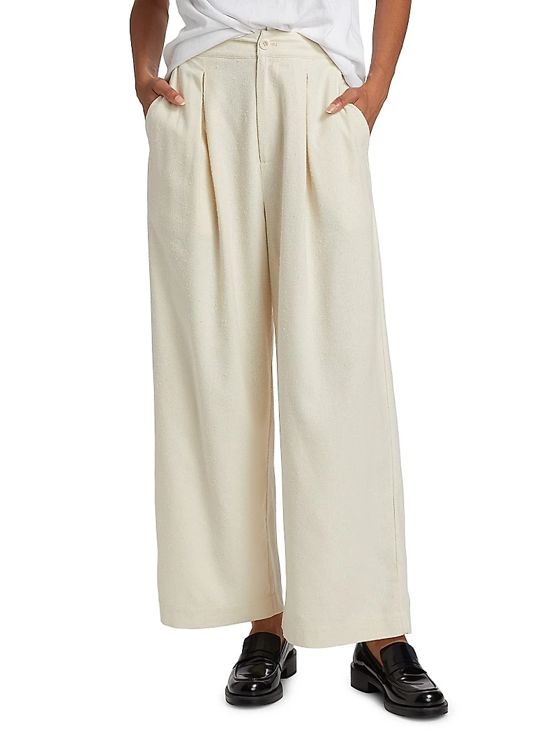 Textured Silk Relaxed-Fit Trousers