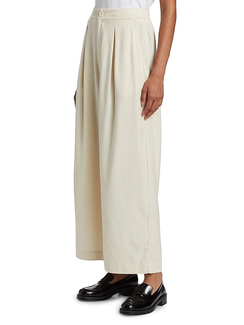 Textured Silk Relaxed-Fit Trousers