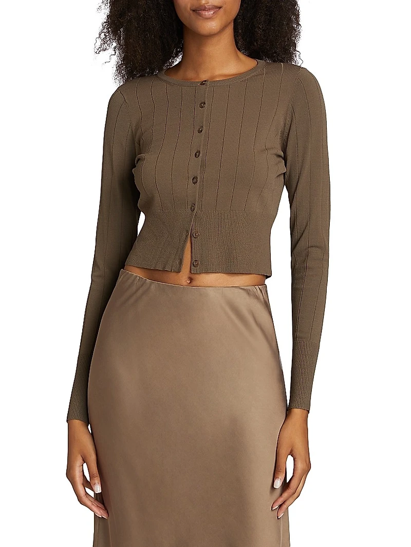 Finley Rib-Knit Crop Cardigan