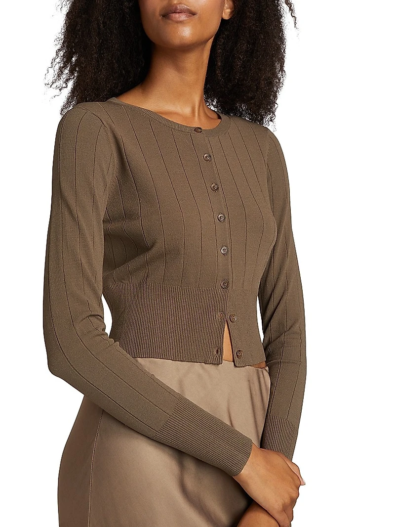 Finley Rib-Knit Crop Cardigan