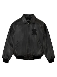 Black Icon Leather Bomber Jacket
