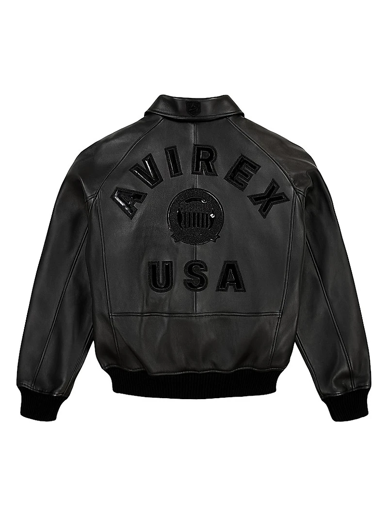Black Icon Leather Bomber Jacket