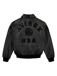 Black Icon Leather Bomber Jacket