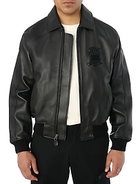 Black Icon Leather Bomber Jacket